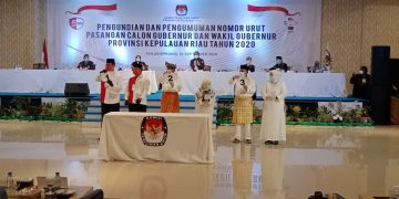 Ketiga Paslon seusai mengambil Nomor Urut, foto : untuk detak.media