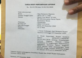 Tanda bukti Pemyampaian laporan, f : ist