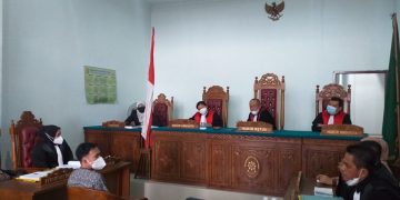 Samsudi Harahap saat memberikan kesaksian didepan Majelis Hakim PN Tanjungpinang, f : ist