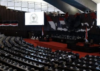 Ruang Rapat Paripurna di kompleks parlemen, Senayan, Jakarta. (CNN Indonesia/Andry Novelino)
