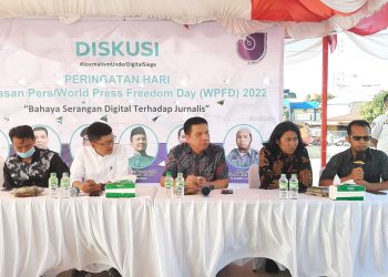 Para narasumber diskusi peringatan hari kebebasan pers se dunia, foto : ist
