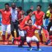 Ekspesi pemain Timnas Hoki Indonesia usai memastikan diri lolos ke semifinal Kejuaraan Hoki Outdoor Putra di Bangkok, Thailand, Kamis (12/5/2022), sekaligus meraih tiket ke Asian Games 2022 Hangzhou, China. HO/PP FHI