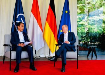 Presiden Jokowi melakukan pertemuan bilateral dengan Kanselir Jerman Olaf Scholz di sela-sela KTT G7 di Elmau, Jerman, Senin (27/06/2022). (Foto : BPMI Setpres/Laily Rachev)