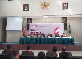 Kajati Kepri, Gerry Yasid dan Jajarannya saat Melakukan Konfrensi Perss Capain Kinerja, foto : Mael/detak.media