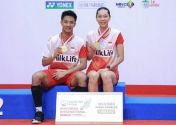Dejan Ferdinansyah/Gloria Emanuelle Widjaja menjadi juara ganda campuran Indonesia International Series 2022 di GOR Among Rogo, Yogyakarta, Minggu (25/9/2022). (Dokumentasi PBSI)