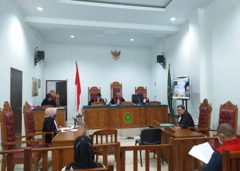Suasana sidang tuntutan terdakwa Joy dan Adi Kutet di PN Tanjungpinang, pada Selasa (5/7/2022), foto : Mael/detak.media