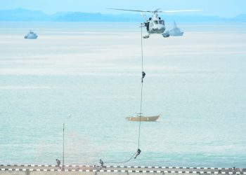 Prajurit Koarmada I Tanjungpinang saat Beratraksi, foto:  ist