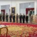 Presiden Jokowi lantik Laksamana Yudo Margono menjadi Panglima TNI, Senin (19/12/2022), di Istana Negara, Jakarta. (Sumber: Tangkapan Layar)