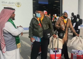 Jamaah calon haji Indonesia kloter pertama sebanyak 390 orang yang berasal dari embarkasi Jakarta Pondok Gede (JKG) telah tiba di Bandara Amir Mohammad bin Abdul Aziz (AMMA) Madinah, Arab Saudi, Rabu (24/5). ANTARA/HO/MCH 2023