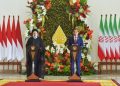 Presiden Jokowi dan Presiden Republik Islam Iran Seyyed Ebrahim Raisi saat melakukan pernyataan pers bersama, Selasa (23/05/2023), di Istana Kepresidenan Bogor, Jawa Barat. (Foto: Humas Setkab/Agung)