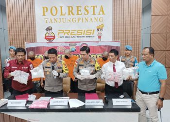 Polresta Tanjungpinang Saat Konferensi Pers Perkara Penyeludupan Narkoba, foto: Mael/detak.media