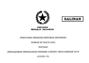 Tangkapan layar - Peraturan Presiden Republik Indonesia (Perpres) Nomor 48 Tahun 2023 tentang Pengakhiran Penanganan Pandemi Corona Virus Disease 2019 (COVID-19). Peraturan tersebut diterbitkan sejalan dengan status pandemi COVID-19, foto: ist/setkab.go.id