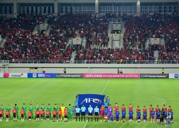 Pertandingan Grup K Kualifikasi Piala Asia U-23, di Stadion Manahan Solo, Jawa Tengah, Selasa (12/9/2023). (Foto: BPMI Setrpes)