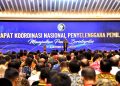 Presiden Jokowi membuka Rakornas Penyelenggara Pemilu Tahun 2023, di Puri Agung Ballroom, Hotel Grand Sahid Jaya, Jakarta, Rabu (08/11/2023). (Foto: Humas Setkab/Jay)