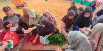 Hasan saat Meninjau Stand Pasar Murah di Kampung Sidomulyo, foto: Mael/detak.media