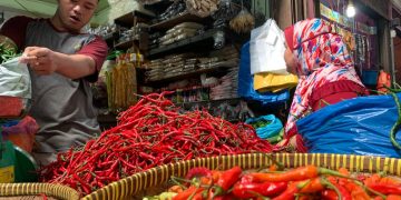 Riski, seorang Pedagang Cabai di Pasar Bintan Center Tanjungpinang, foto: Mael/detak.media