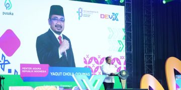 Menag Yaqut Cholil Qoumas saat membuka gelaran Dev-X di Jakarta, foto: Fadhlillah Hafizhan M/kemenag.go.id