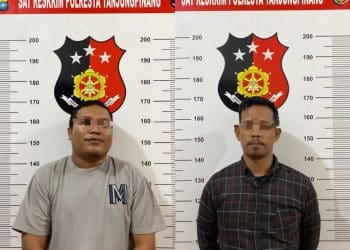Kedua tersangka Usai Diringkus Satreskrim Polresta Tanjungpinang, foto: Humas Polresta Tanjungpinang