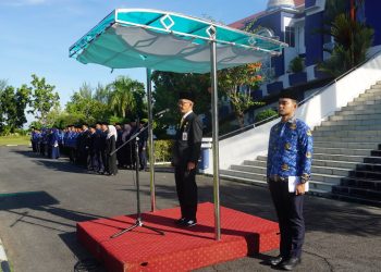 Penjabat Pj Wali Kota Tanjungpinang, Hasan saat menjadi inspektur upacara Hari Otonomi Daerah ke XXVIII Tahun 2024, foto: ist/disk/detak.media