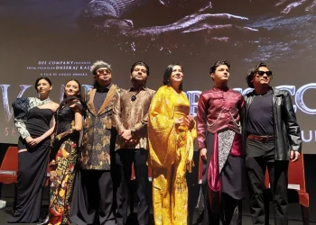 Para pemeran film "Vina: Sebelum 7 Hari" menghadiri acara pemutaran perdana film di Jakarta pada Senin (6/7/2024). ANTARA/HO-Dee Company.