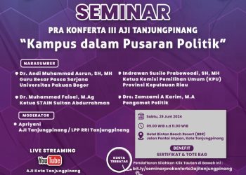 Flayer Seminar Pra Konferta III AJI Tanjungpinang, foto: dok/detak.media
