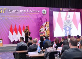 Presiden Jokowi membuka Cocotech ke-51 Tahun 2024, di Ballroom Hotel Westin, Kota Surabaya, Jawa Timur, Senin (22/07/2024). (Foto: BPMI Setpres/Muchlis Jr)