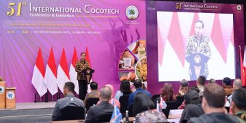 Presiden Jokowi membuka Cocotech ke-51 Tahun 2024, di Ballroom Hotel Westin, Kota Surabaya, Jawa Timur, Senin (22/07/2024). (Foto: BPMI Setpres/Muchlis Jr)