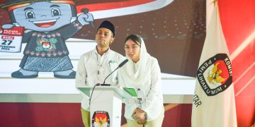 Elim Tyu Samba saat menyampaikan gagasannya dalam debat publik pasangan calon walikota dan wakil walikota Blitar digelar KPU, Rabu (16/10/2024).