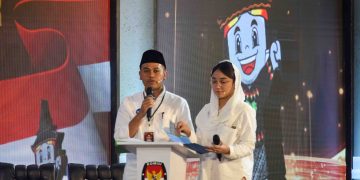 Paslon No. Urut 2, Ibin-Elim saat debat kedua Pilkada Kota Blitar digelar KPU, Rabu (30/10/2024).