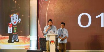 Paslon No. Urut 1, Bambang-Bayu saat di debat publik kedua digelar KPU Kota Blitar, Rabu (30/10/2024).